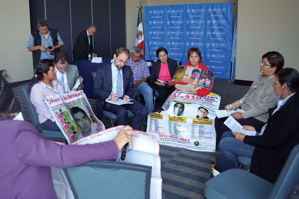 16 October 2015 - The High Commissioner meets with family members of victims of enforced disappearance in Mexico, a country where an estimated 98 per cent of all crimes remain unsolved, with the great majority of them never properly investigated. Zeid said there was an overall consensus nationally, regionally, and internationally on the severity of the human rights situation in the country. Photo: OHCHR