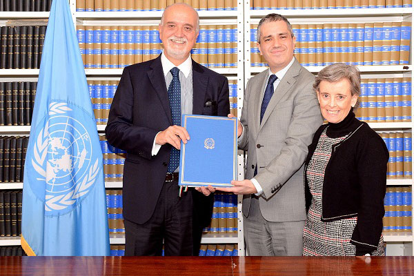 Special Representative of the Secretary-General Marta Santos Pais welcomes the ratification by Italy of the Optional Protocol to the Convention on the Rights of the Child on a Communications Procedure. The Protocol allows children to bring complaints to the United Nations Committee on the Rights of the Child on violations of their rights. Photo courtesy of the Special Representative's office