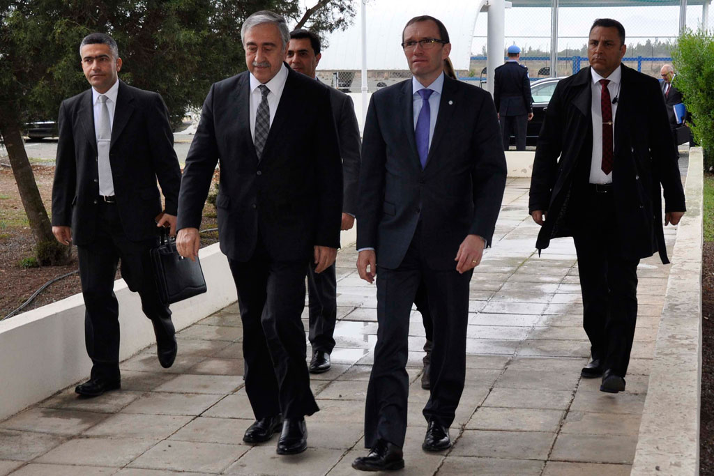 Turkish Cypriot leader Mr. Mustafa Akýncý arrives at the UN's Good Offices in Nicosia on 7 January ahead of the first leaders' meeting of 2016 under the auspices of the Special Adviser of the UN Secretary-General on Cyprus, Mr. Espen Barth Eide. Elected in April 2015,  Mr. Akýncý won 60.5% of the vote upon the strength of his promise to bring the tragic division of the island to an end. Photo: UNFICYP/Robert Szakszon