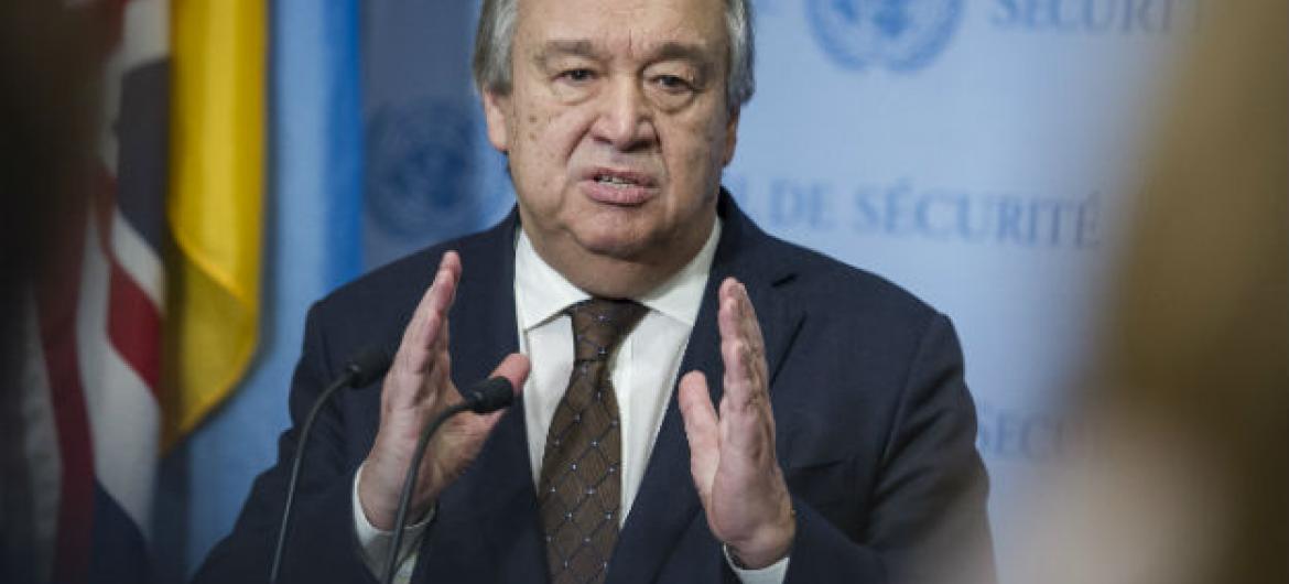 Secretary-General António Guterres addresses journalists following his return to UN headquarters after attending a Summit of the African Union in Addis Ababa, Ethiopia.