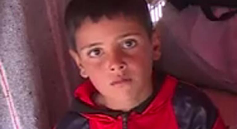 Syrian refugee boy in Lebanon's Bekaa Valley. (UNHCR video capture)
