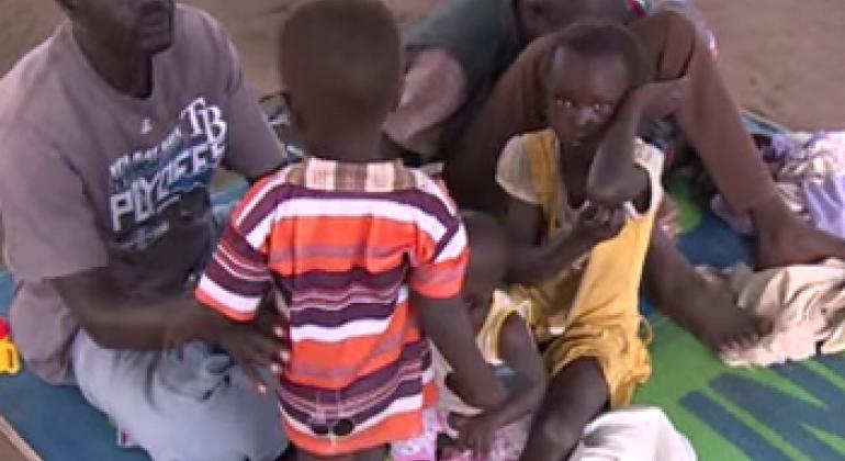 Gabriel, a displaced South Sudanese, a single father to his five children. (UNHCR video capture)