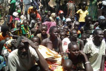 South Sudanese refugees wait to be registered at a crossing into Ethiopia earlier in 2015.