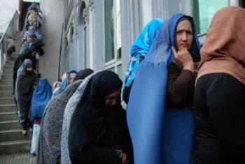 Women in line to vote during the 2014 elections in Afghanistan.