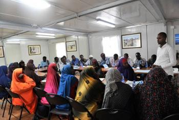 IDPs attend a training session on Human Rights, Gender and Sexual Violence in Mogadishu, Somalia, which was supported by the UN Assistance Mission in Somalia (UNSOM).
