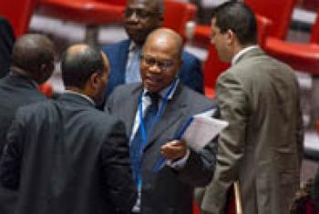 Mohammed Ibn Chambas (centre) in the Security Council Chamber.