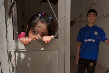 Two Syrian refugees, a brother and sister, in Jordan. (file)
