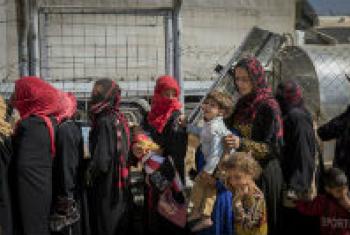 Displaced Iraqi women at Debaga camp in Iraq's Erbil Governorate. File