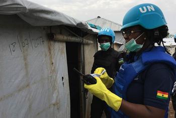 UNPOL officer in South Sudan, Cynthia Anderson records date of search on shelter in displaced persons camp in Juba.
