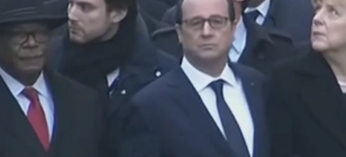 Líderes em desfile juntou ao presidente francês.