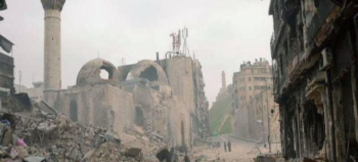 Destruição em Alepo, Síria. Foto: Unesco