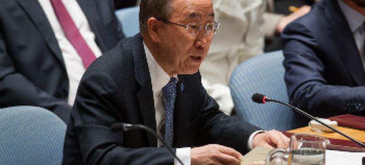 Ban Ki-moon em discurso no Conselho de Segurança nesta quinta-feira. Foto: ONU/Loey Felipe