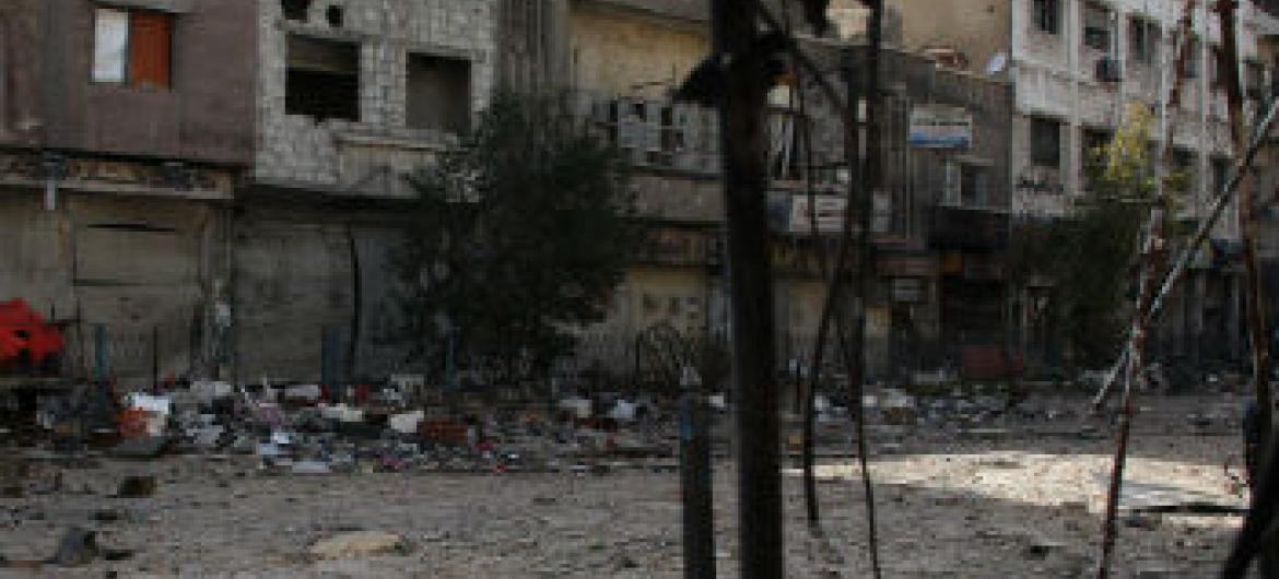 Destruição em Yarmouk. Foto: Unrwa/Taghrid Mohammed