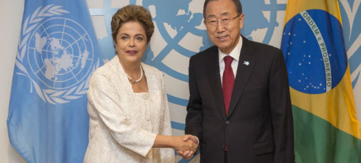 Dilma Rousseff e Ban Ki-moon antes dos debates. Foto: ONU/Eskinder Debebe