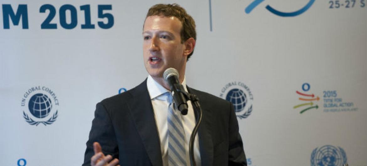 Mark Zuckerberg nas Nações Unidas. Foto: ONU/Kim Haughton