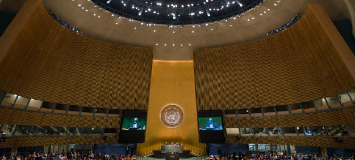 Sala da Assembleia Geral da ONU. Foto: ONU/Amanda Voisard