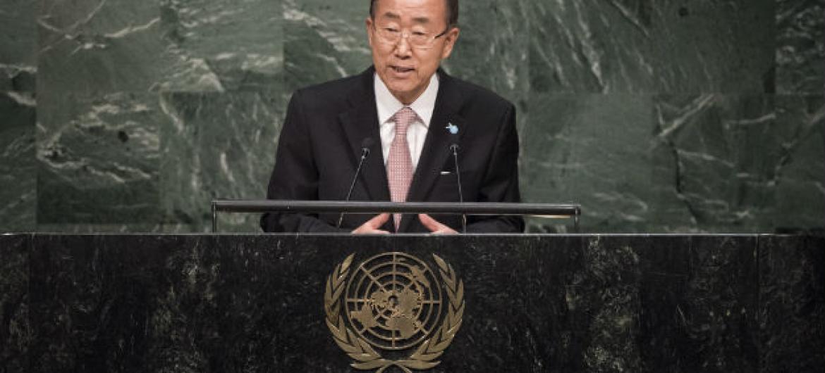 Ban Ki-moon durante a última Assembleia Geral.