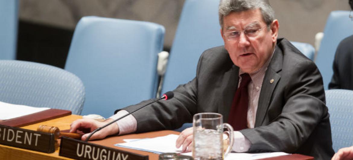 O embaixador do Uruguai junto às Nações Unidas, Elbio Rosselli, em reunião no Conselho de Segurança nesta quarta-feira. Foto: ONU/Manuel Elias