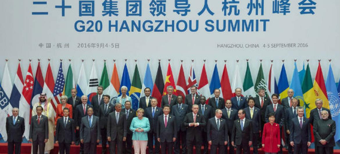 Líderes reunidos na cúpula do G20 em Hangzhou, na China. Foto: ONU/Eskinder Debebe