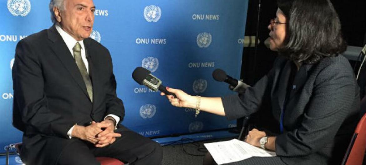 Michel Temer em entrevista concedida à Rádio ONU. Foto: Rádio ONU