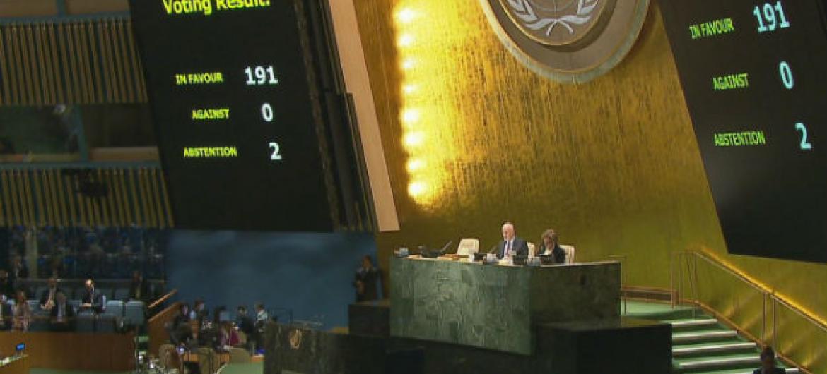 Sessão na Assembleia Geral para votação na resolução que pede o fim do embargo a Cuba. Foto: ONU