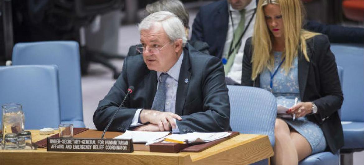 Stephen O'Brien no Conselho de Segurança, nesta segunda-feira, 21 de novembro de 2016. Foto: ONU/Amanda Voisard