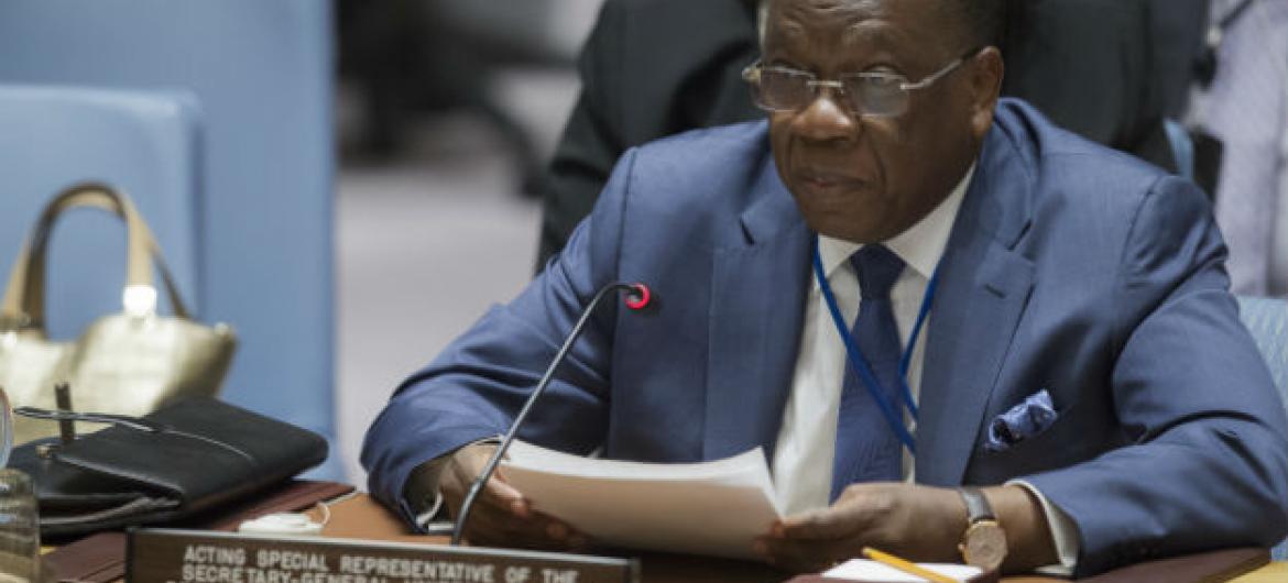 François Louncény Fall nesta quarta-feira no Conselho de Segurança da ONU. Foto: ONU/Manuel Elias