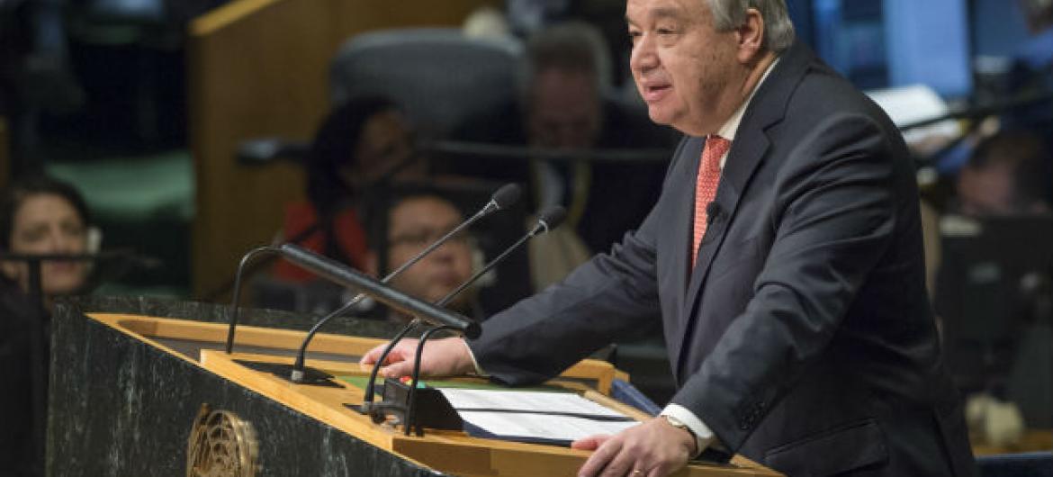 Após juramento, António Guterres discursa na Assembleia Geral da ONU. Foto: ONU/Eskinder Debebe