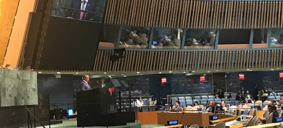 Umaro Sissoco Embaló discursando na Assembleia Geral da ONU.