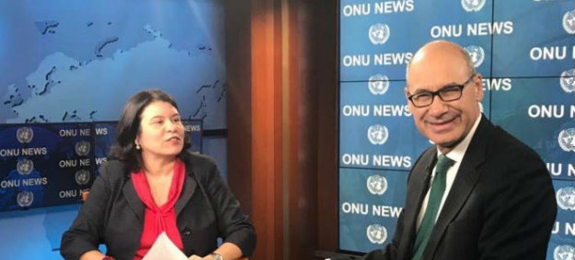 Embaixador de Portugal junto às Nações Unidas, Francisco Duarte Lopes, fala à ONU News. Foto: ONU News