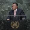 Primeiro-ministro do Timor-Leste, Rui Maria de Araújo, em discurso na Assembleia Geral da ONU. Foto: ONU/Amanda Voisard