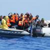 Resgate de migrantes no mar Mediterrâneo. Foto: OIM