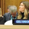 Gisele Bündchen em evento sobre o Dia Mundial da Vida Selvagem, na sede da ONU, em Nova York. Foto: Rádio ONU.