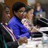 A diretora executiva da ONU Mulheres, Phumzile Mlambo-Ngcuka, em evento na sede da ONU, em Nova Iorque. Foto: ONU Mulheres/Ryan Brown