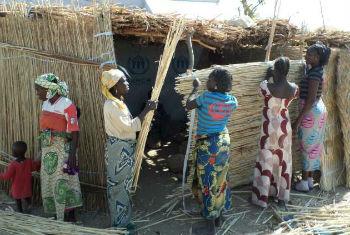 Mulheres nigerianas constroem casa nos Camarões. Foto: Acnur/JM.Awono