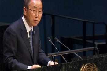 Ban Ki-moon na Assembleia Geral. Foto: ONU