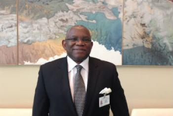 Ministro Georges Chikoti na sede da ONU. Foto: Rádio ONU
