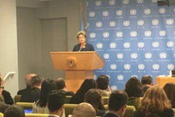 Presidente Dilma Rousseff durante coletiva de imprensa na ONU