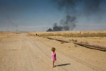 Criança deslocada em campo para refugiados no Iraque. Foto: Acnur/Ivor Prickett