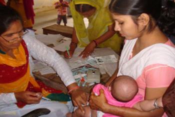 Campanha de vacinação contra o sarampo na Índia. Foto: OMS