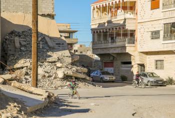 Casas destruídas em Qara, na Síria. Foto: Acnur/Qusai Alazroni (arquivo)