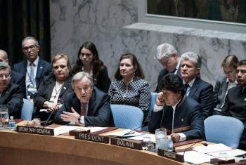 António Guterres em discurso no Conselho de Segurança. Foto: ONU/Kim Haughton