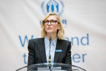 Cate Blanchett falou a centenas de funcionários do Acnur, em Genebra. Foto Acnur: Susan Hopper