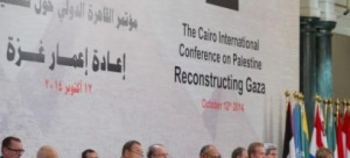 Ban akiwa Cairo kwenye kongamano kuhusu kuikarabati Gaza. Picha @ UM