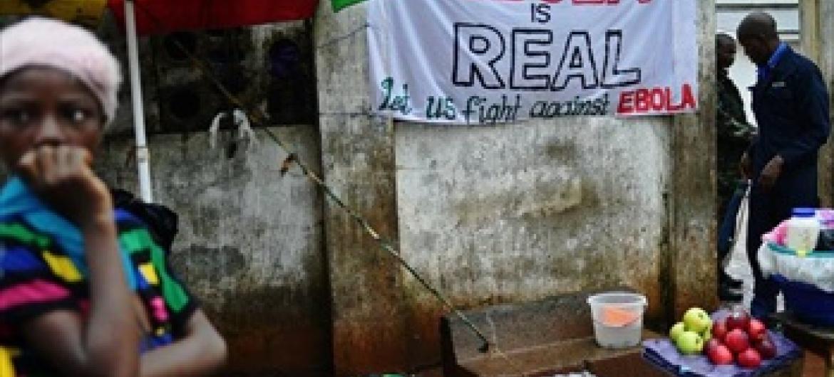 Onyo kuhusu atahri za ebola mjini Freetown.Agosti 2014.Picha ya FAO